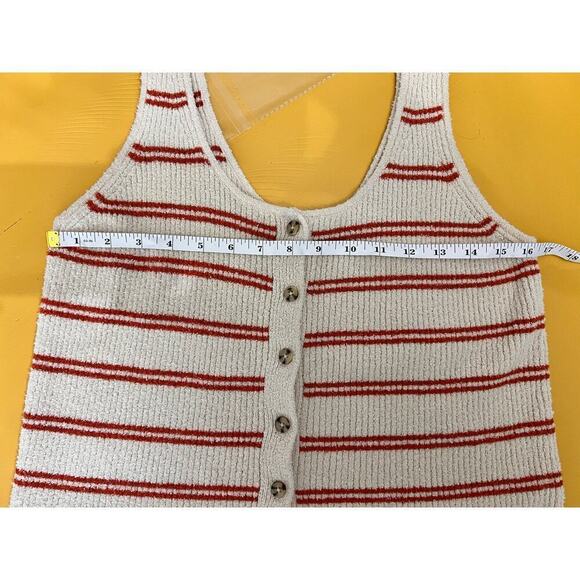 Madewell Kingston Button-Front Cream Striped Sweater Tank Top Size Medium - Picture 8 of 9